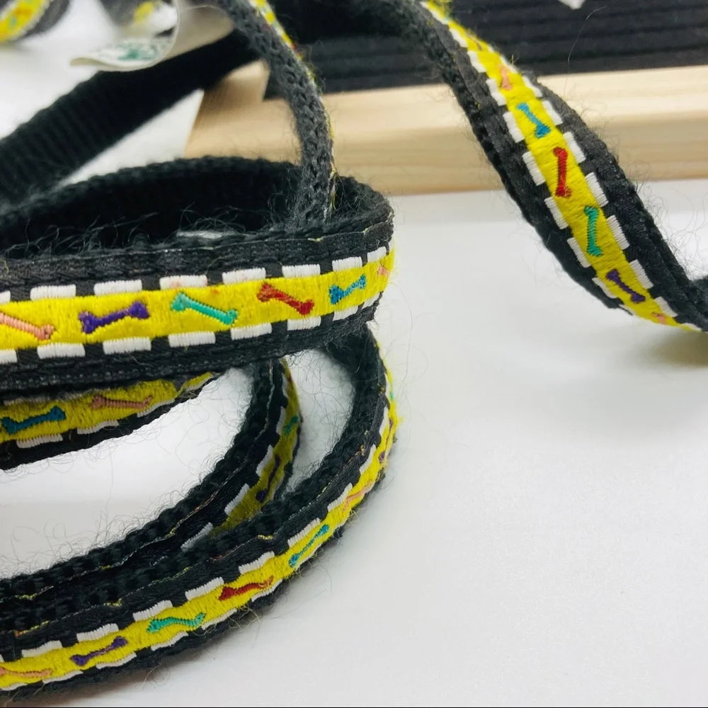 Yellow Black Bone Print Dog Leash Small Dog